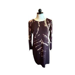 Gypsy05 Purple Tie Dye Fitted Stretch Long Sleeve Mini Dress Size M